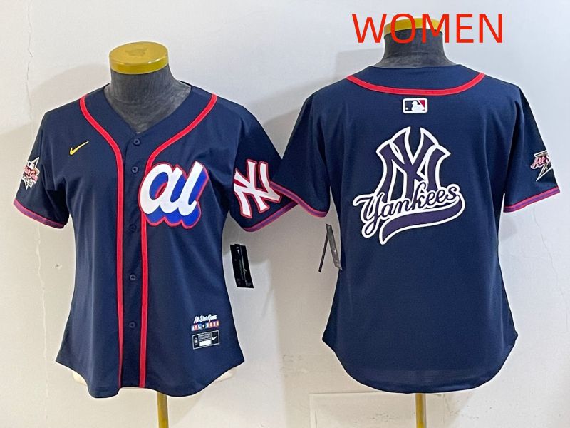 Women 2025 New York Yankees Blank Drak Blue All star Nike MLB Jersey style 010->women mlb jersey->Women Jersey
